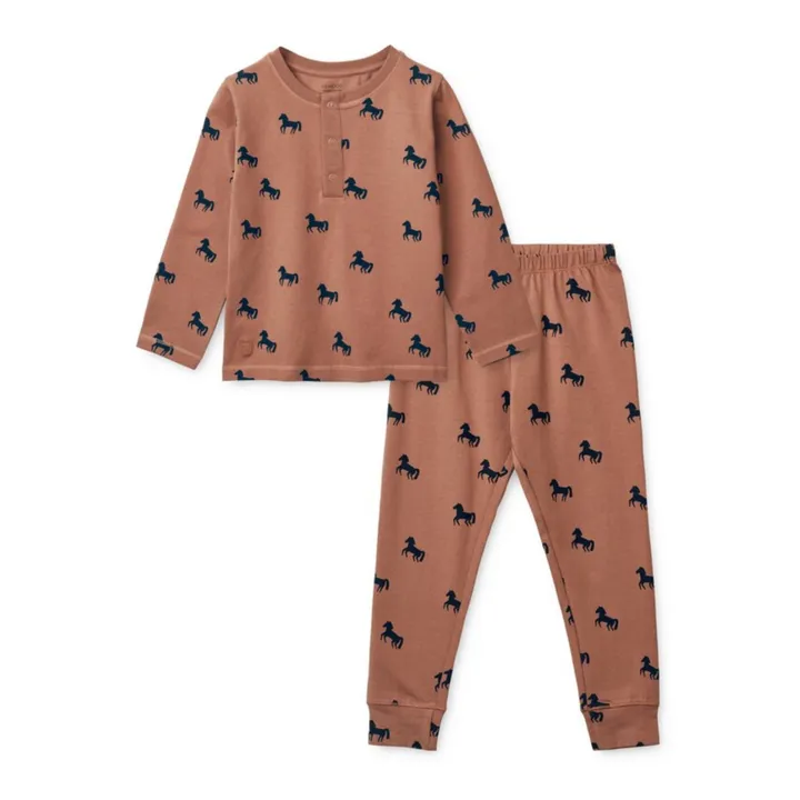 Liewood Pyjama Coton Bio Chevaux Wilhelm | Vieux Rose