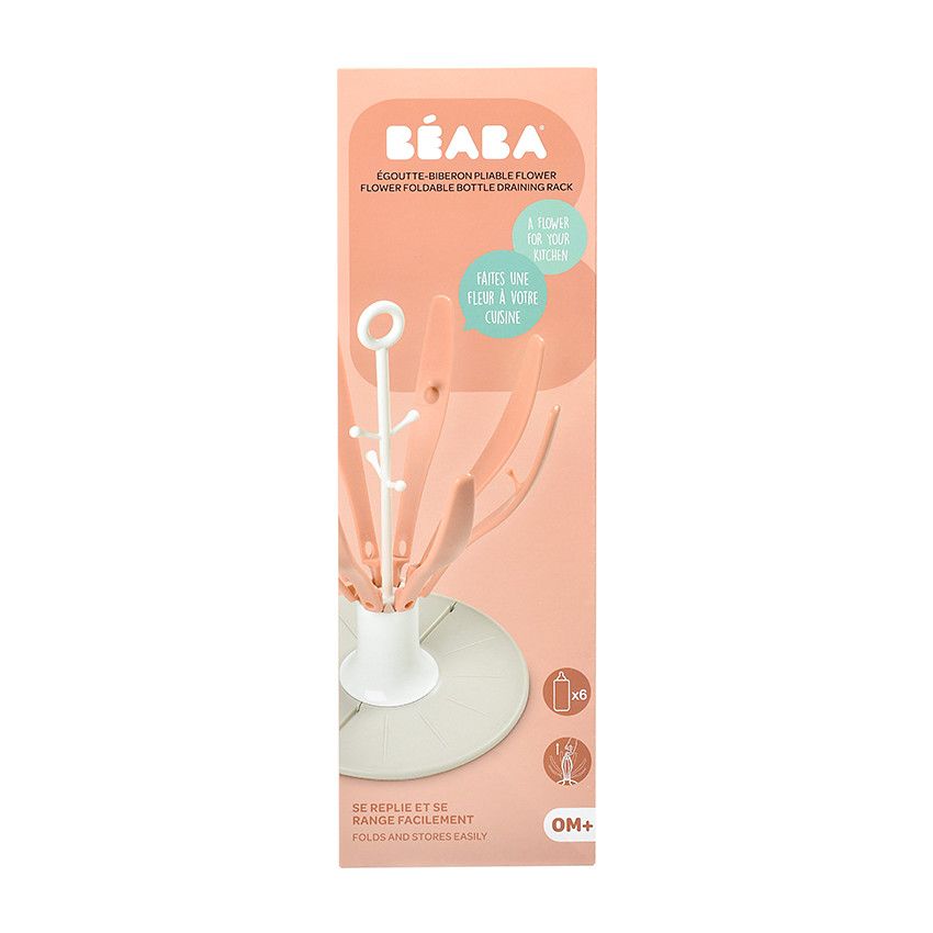 Egoutte-biberon pliable Flower - Pink - Ecru