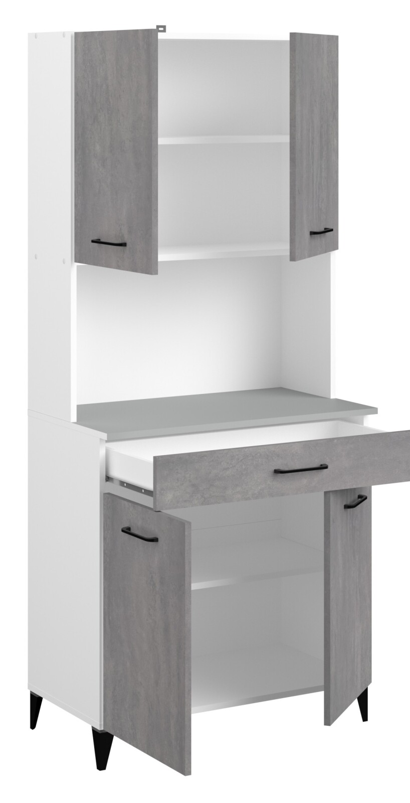 2-teiliges Buffet-Set MALICE 1 - Betonoptik-weiß - 180 cm hoch