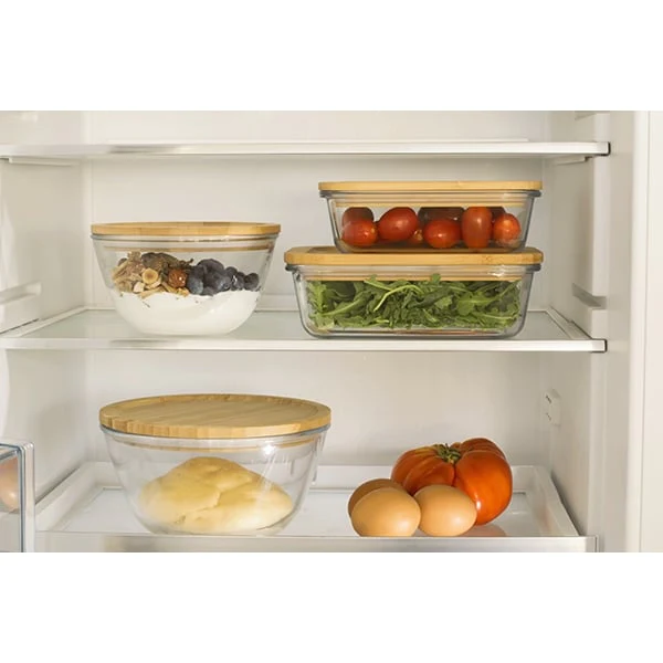 Boîte rectangle verre couvercle bambou 650ml Pebbly