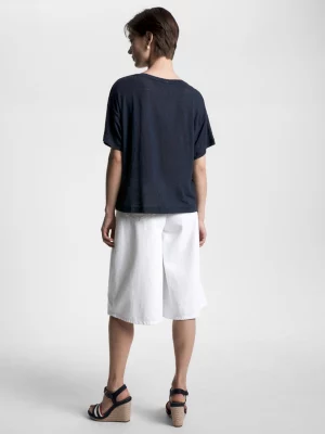 Camiseta de linho puro com modelagem relaxada