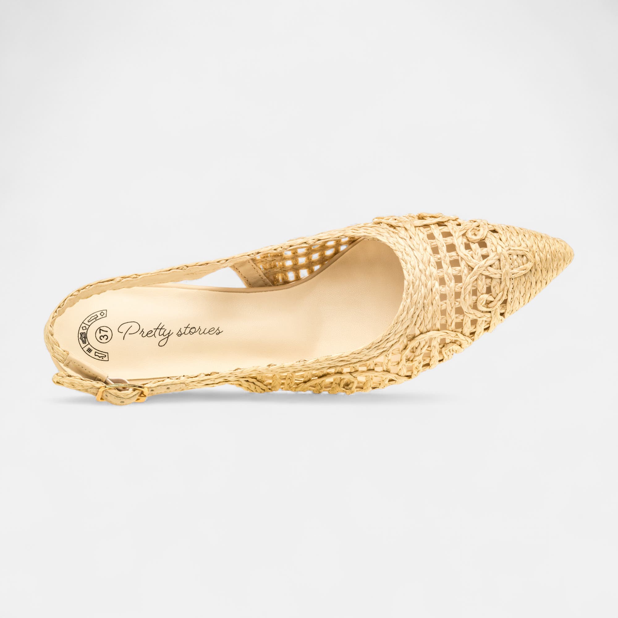 Escarpins avec bride arrière à talon Femme beige