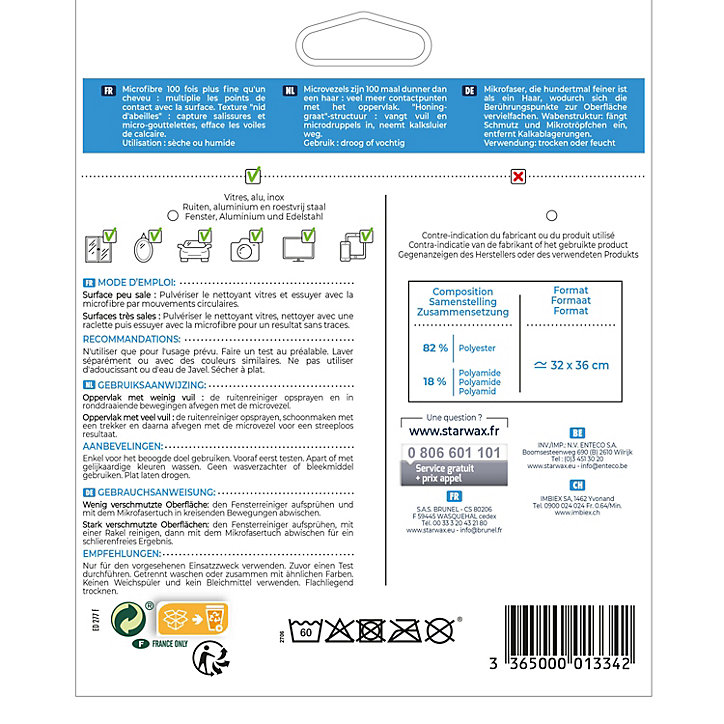 Microfibre pour vitres et miroir Starwax
