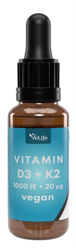 VELIFE Vitamin D3 K2<br>30 ml, Pipettenflasche, Tropfen, vegan