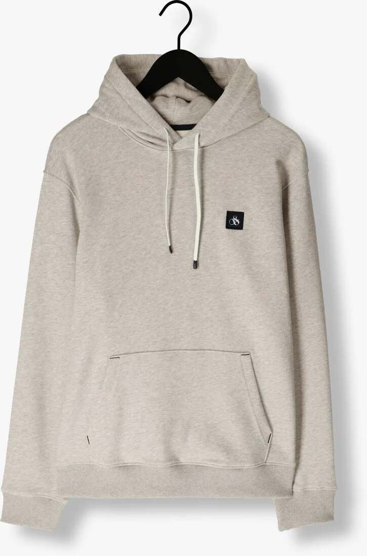 SCOTCH & SODA lichtgrijze scotch & soda sweater essential logo badge hoodie