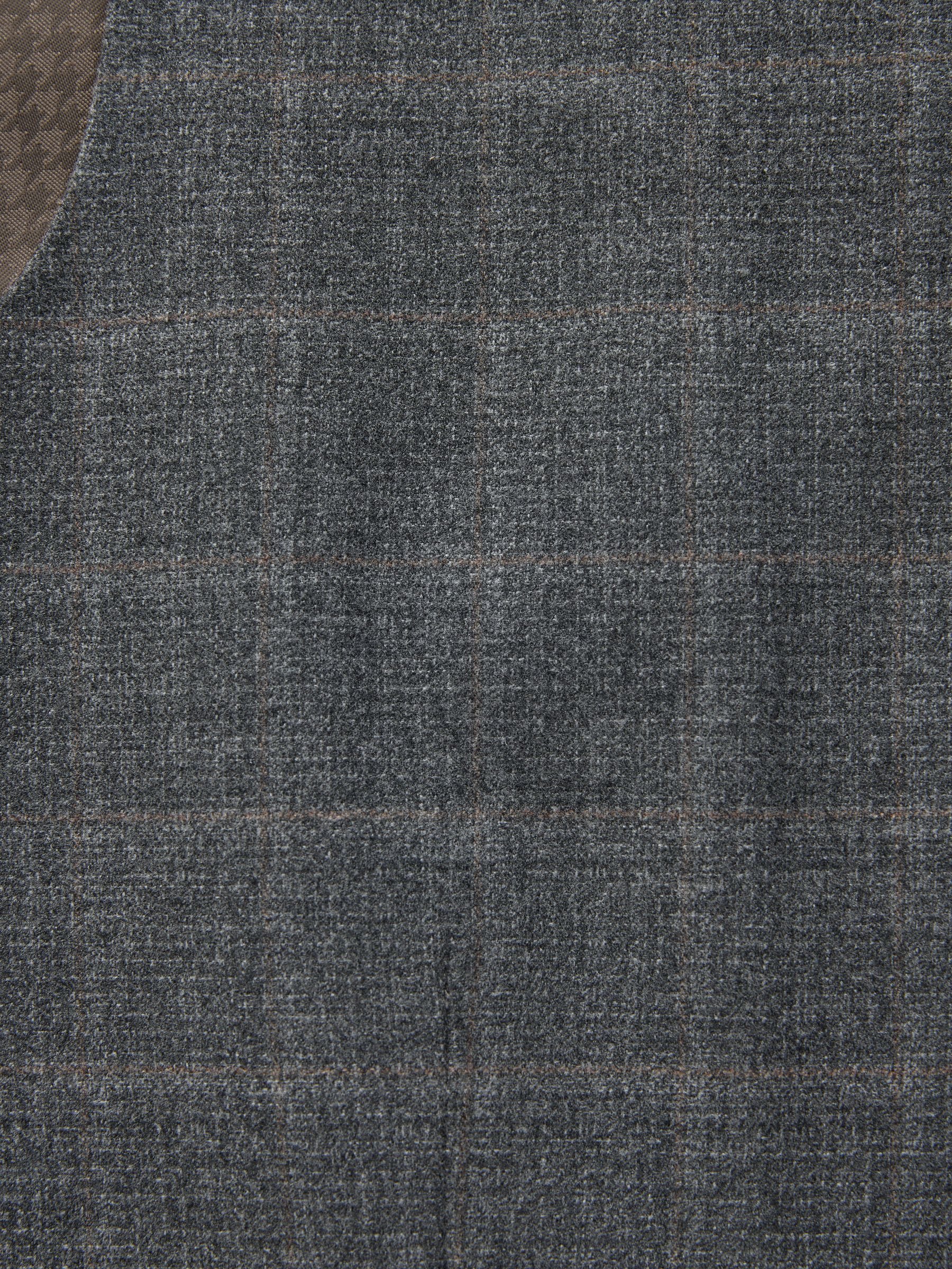 Grijs - Tailored Fit Check Flannel Suit Waistcoat