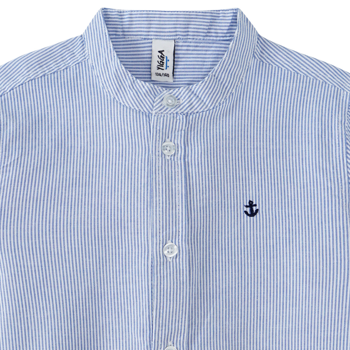 Yigga Jungen Hemd mit kleiner Stickerei hellblau / weiss