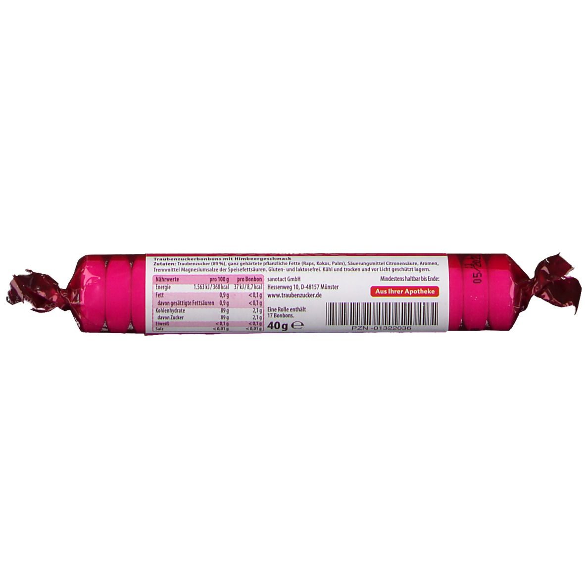 intact Traubenzucker-Rolle Himbeere
