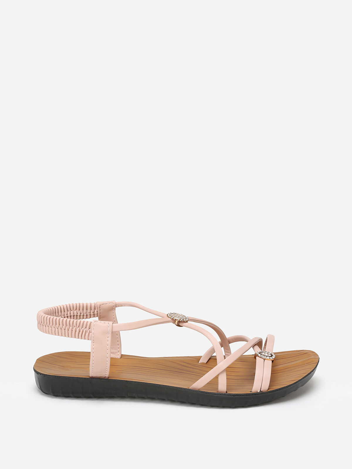 Sandales multi-brides à bijoux en strass- Rose
