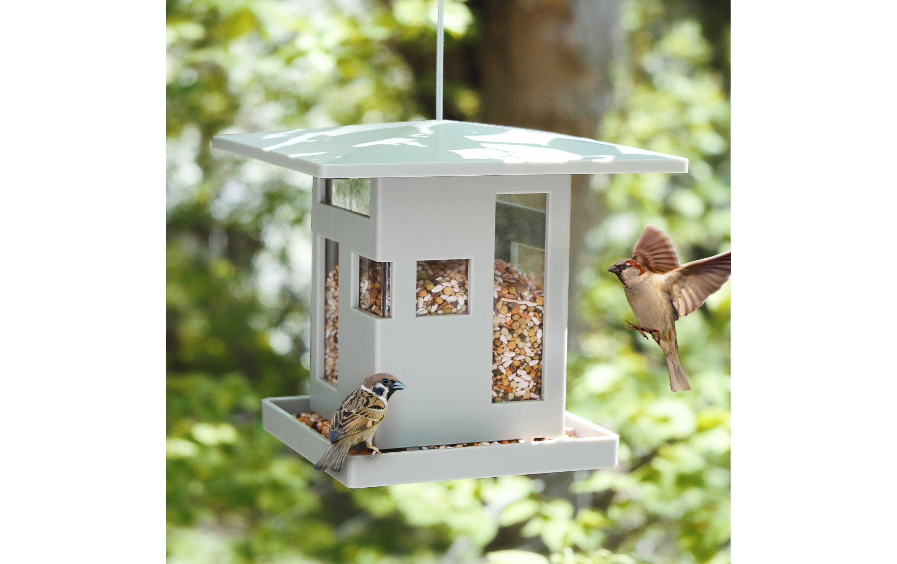 Futterspender Bird Cafe GrauDekoratives Vogelfutter-Haus