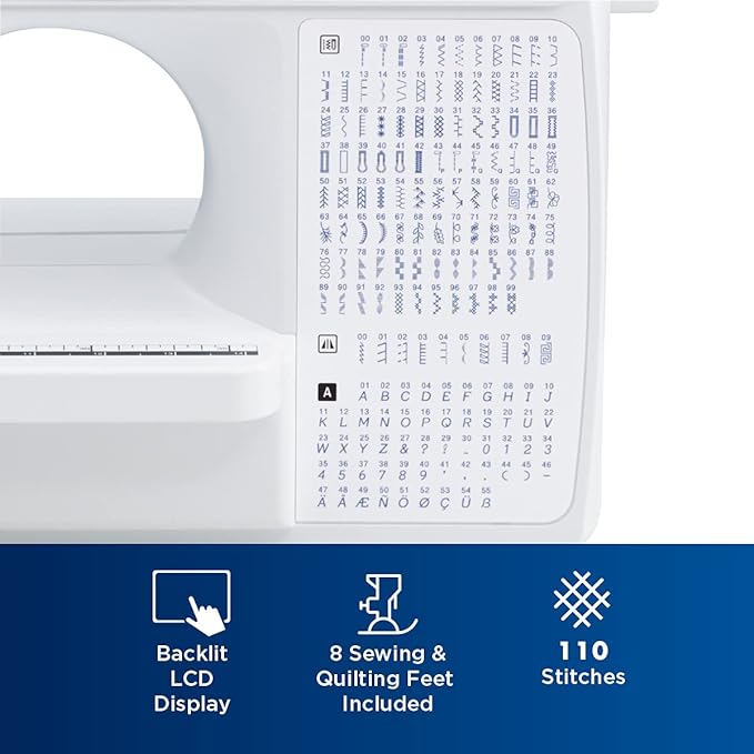 Brother Sewing and Quilting Machine, Computerized, 165 Built-in Stitches, LCD Display, Wide Table, 8 Included Presser Feet, White