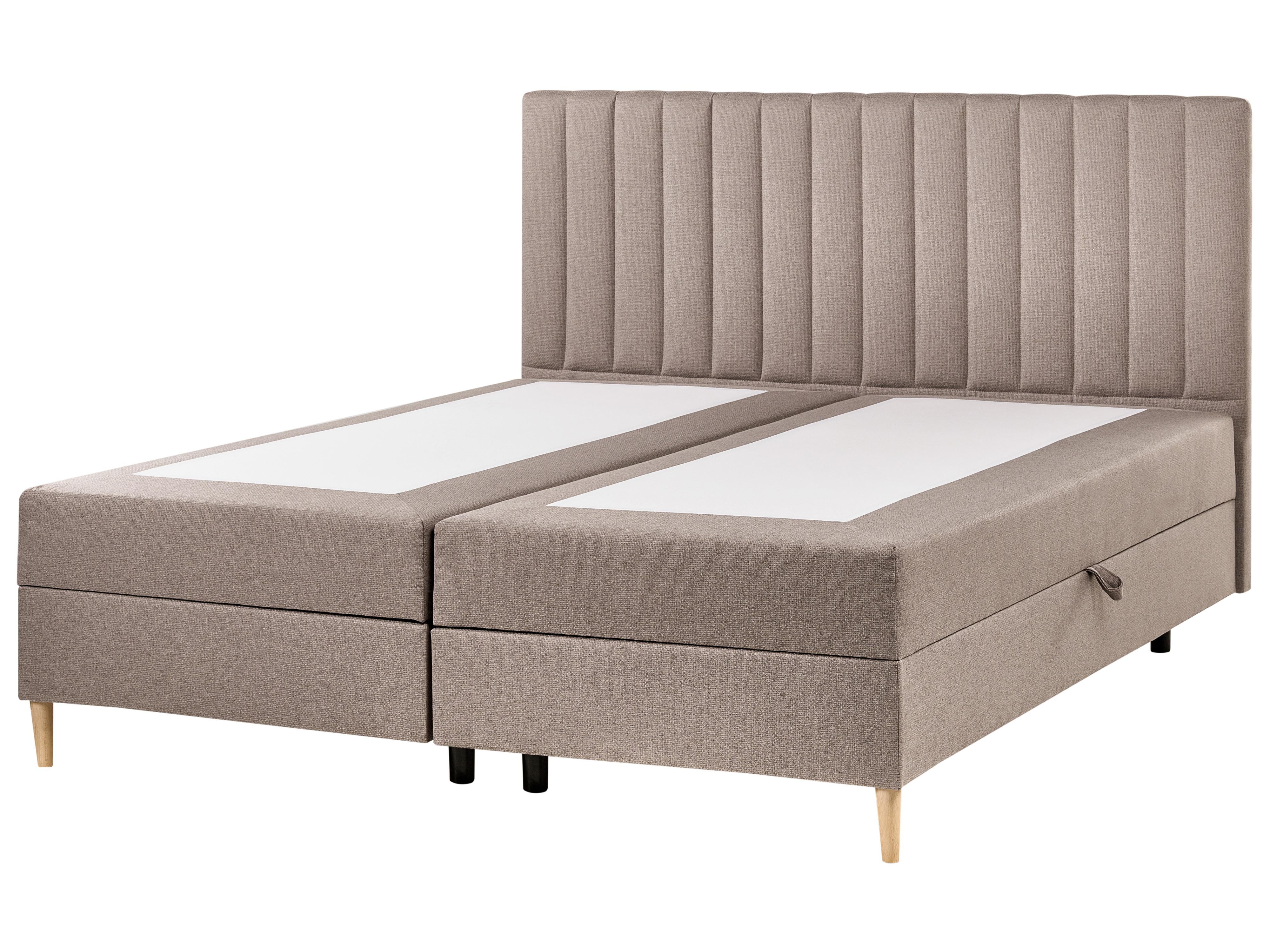 Boxspring met opbergruimte Stof OFFICER 180 x 200 cm Taupe