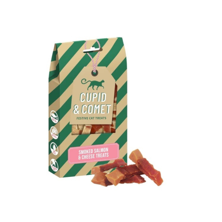 Petiscos de salmão defumado e queijo Rosewood Cupid & Comet para gatos