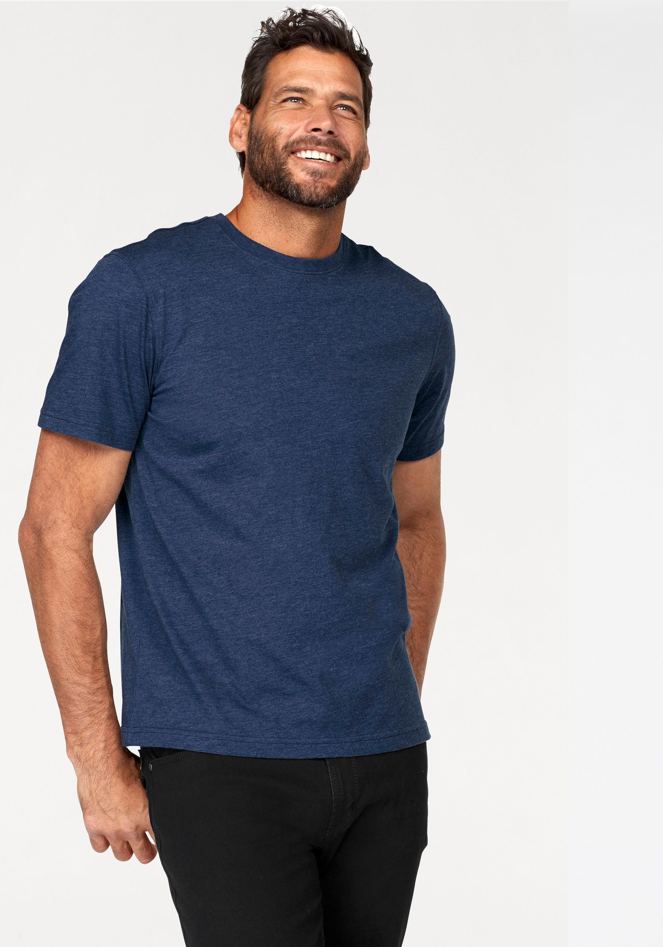 Man's World Rundhalsshirt , Kurzarm,  Basic-Stil,  aus Baumwollmischung,  2er-Pack