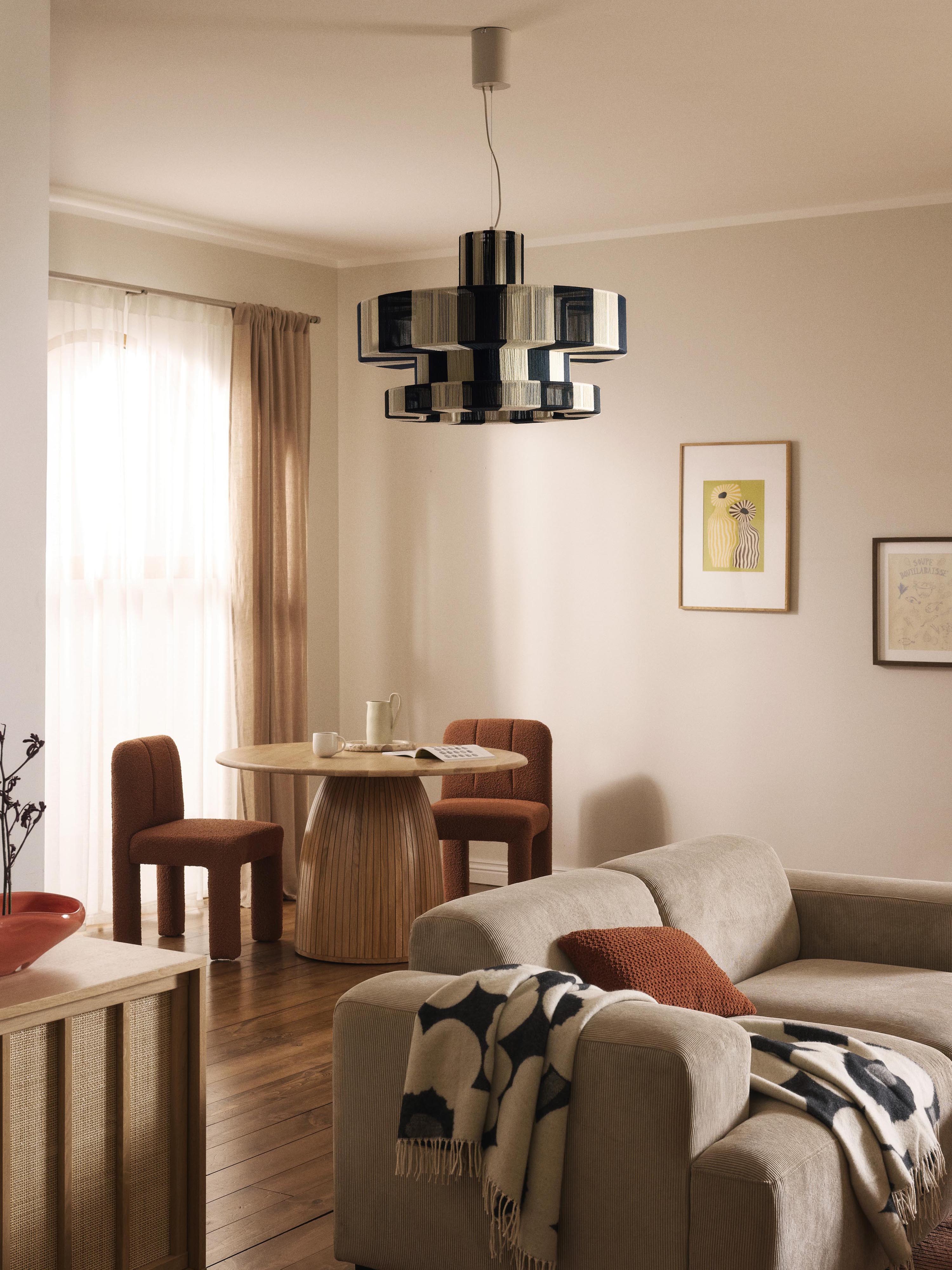 Grote hanglamp Lace van linnen draad