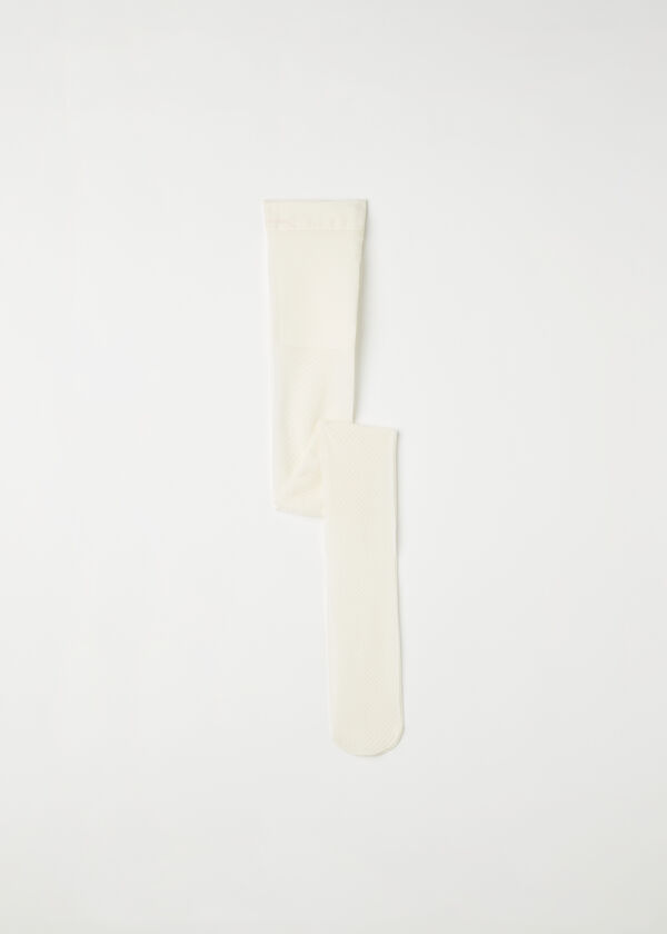 Meia-calça arrastão infantil com estampa Hatch, 50 denier.