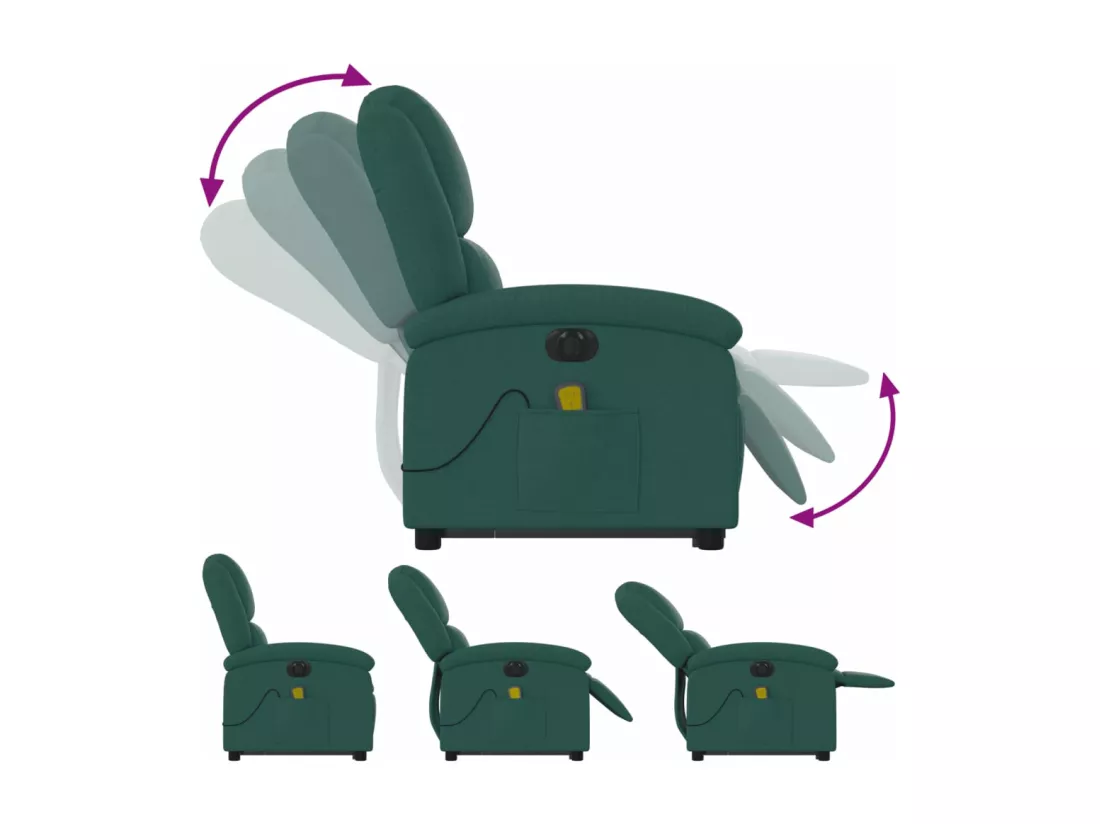 Fauteuil inclinable massant électrique Vert foncé Tissu