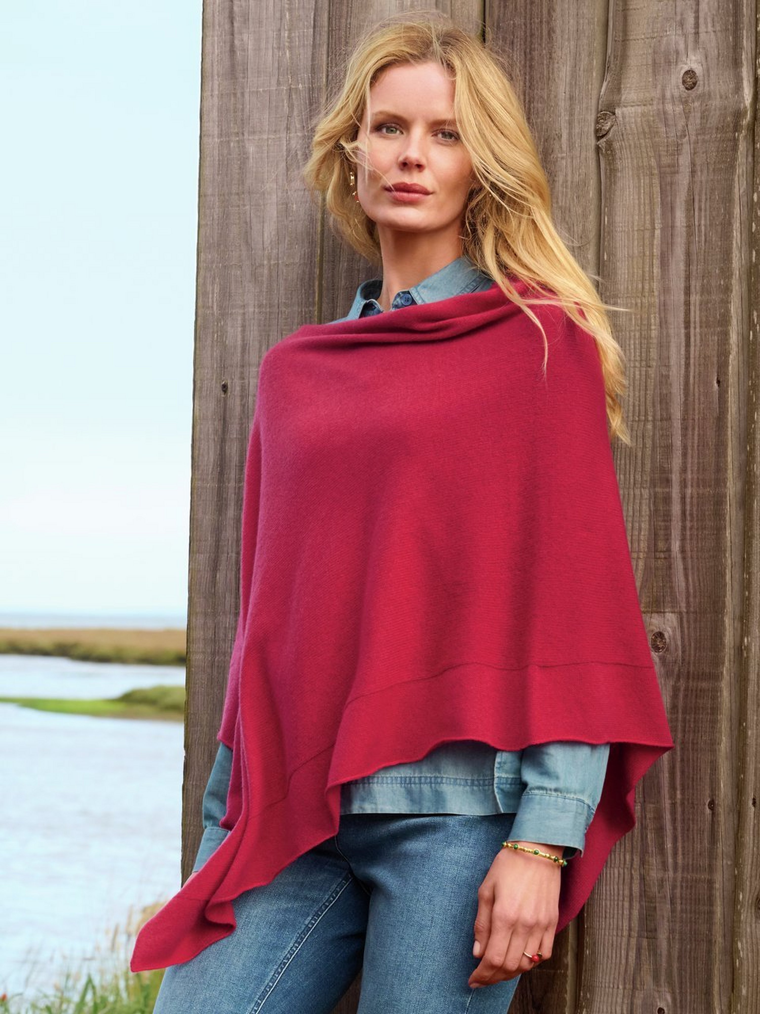Poncho aus 100% Premium-Kaschmir