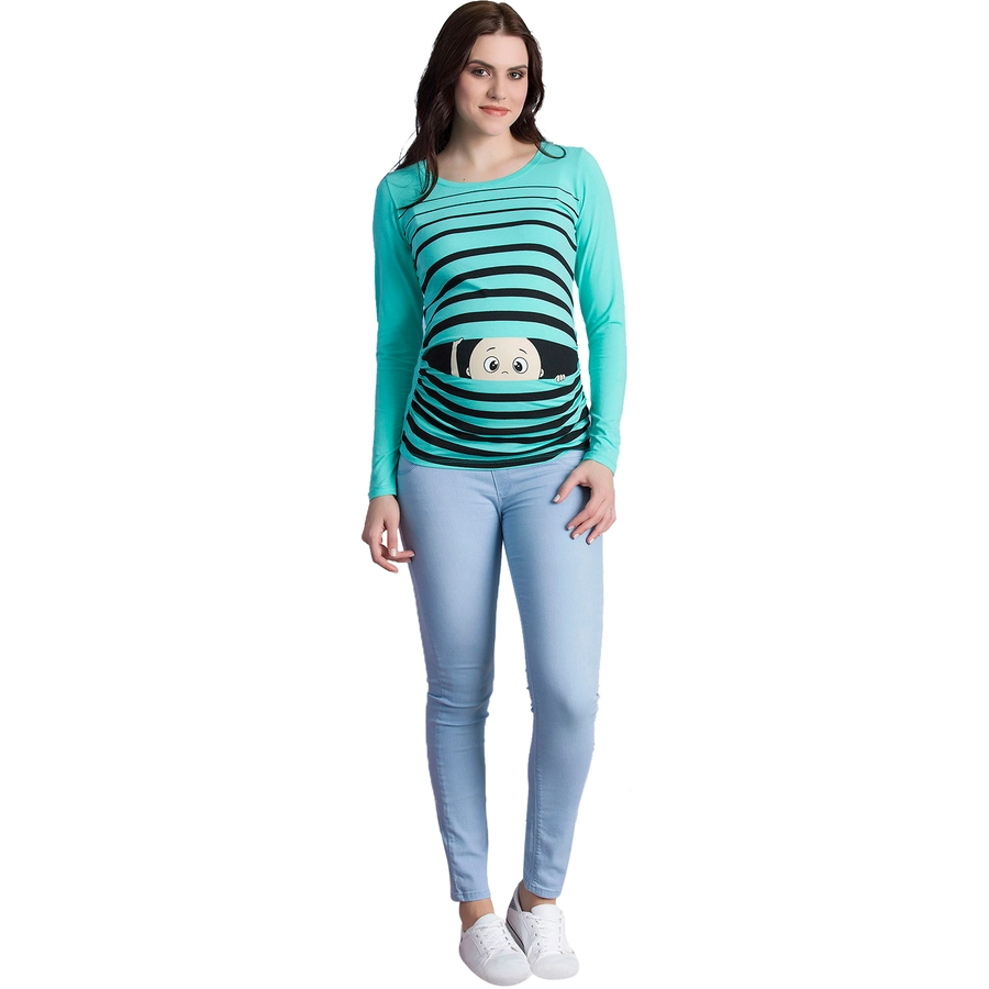 M.M.C. Umstandslangarmshirt Guck Guck mit Motiv Mint