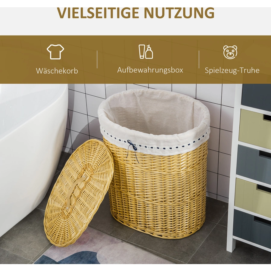 HOMCOM Wäschekorb mit herausnehmbarem Wäschesack natur