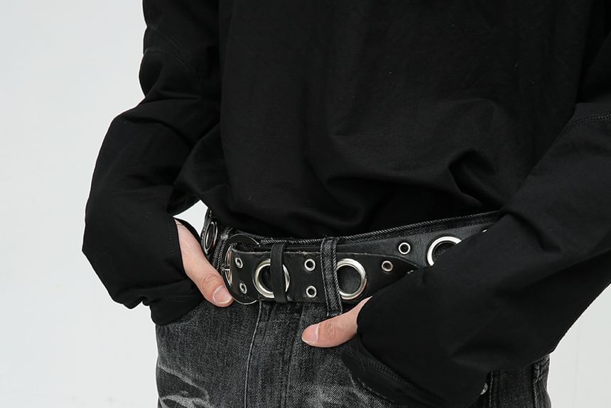 FAERIS - Mid Rise Washed Wide Leg Jeans