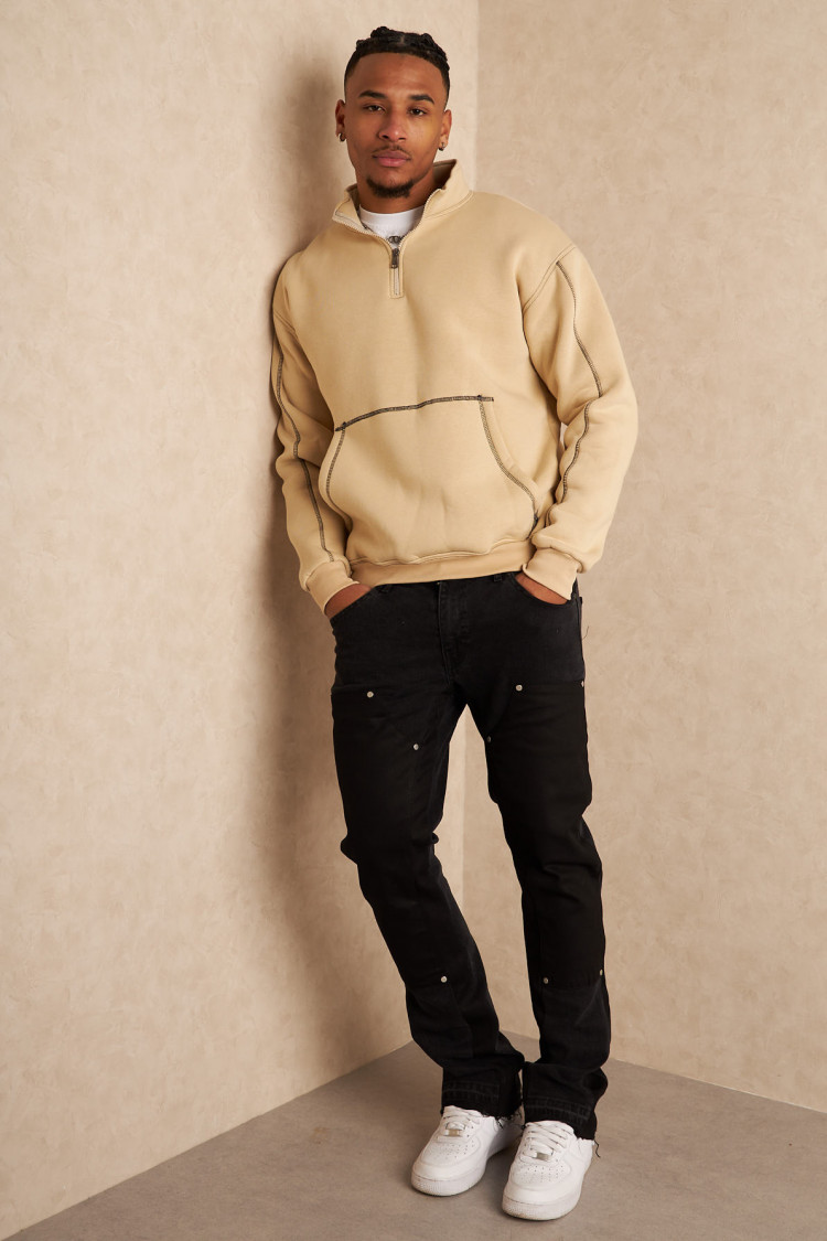 Sweat molletonné beige