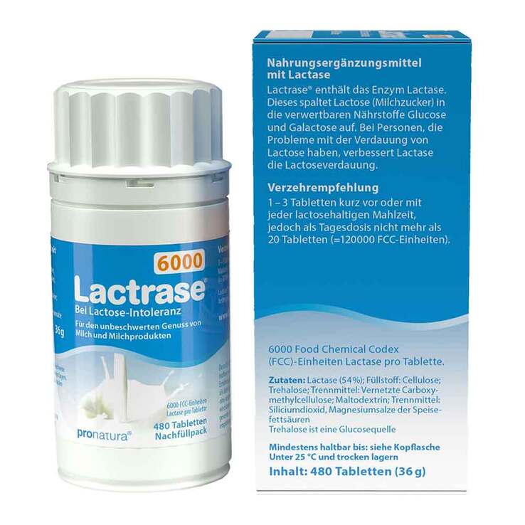 Lactrase 6.000 FCC Tabletten Klickspender Nachfüllpackung, 480 St