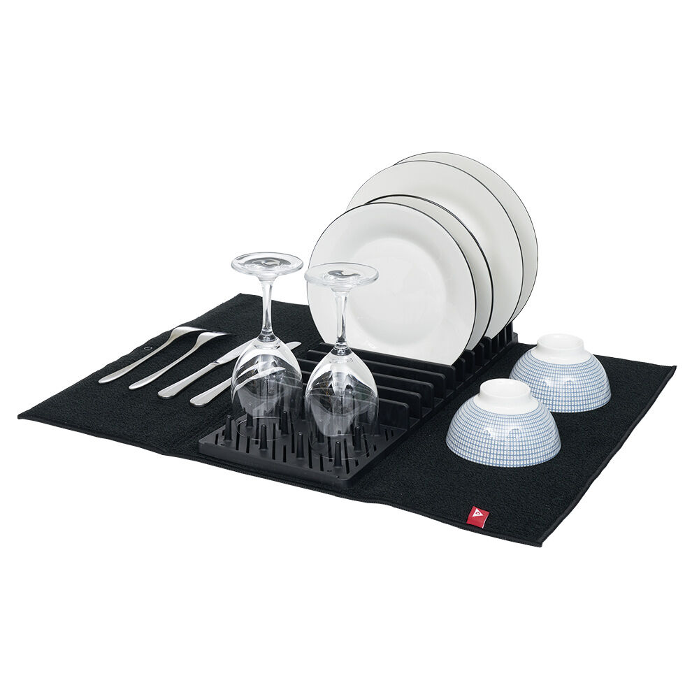 Égouttoir avec tapis pliable noir 11 rangées 12 picots