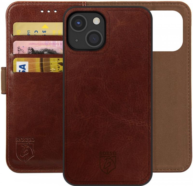 Rosso Element 2-in-1 Hoesje Bruin - Kunstleer - Voor Apple iPhone 13 Mini