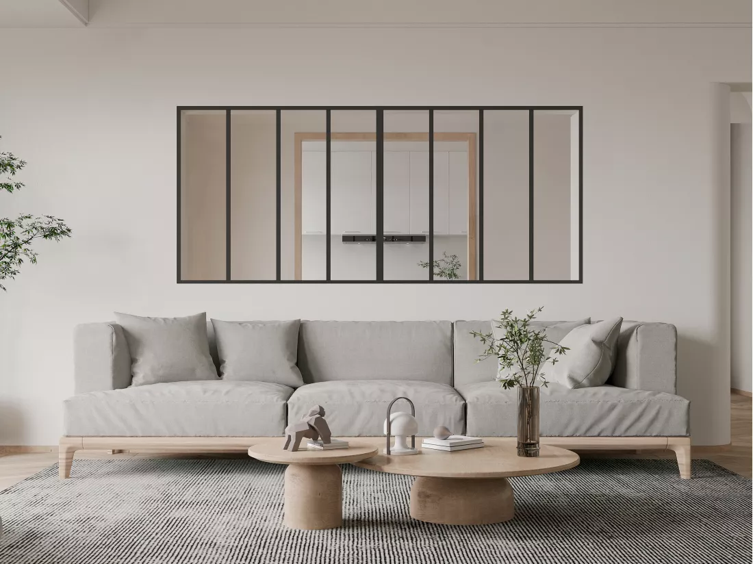 Verrière atelier en aluminium thermolaqué - L240 x H105 cm - Noir - BAYVIEW