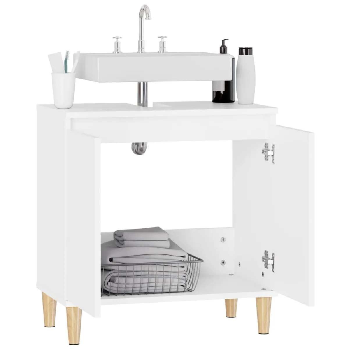 vidaXL Meuble d'évier - Blanc