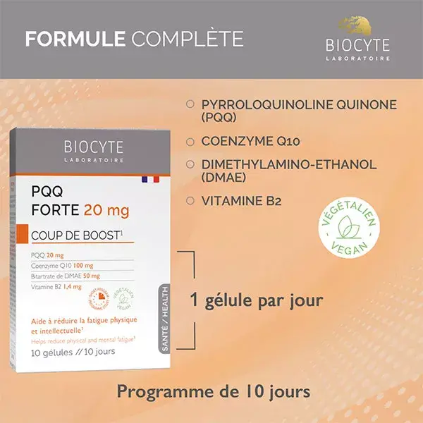 Biocyte PQQ FORTE Boost para Fadiga Física e Mental - 10 cápsulas