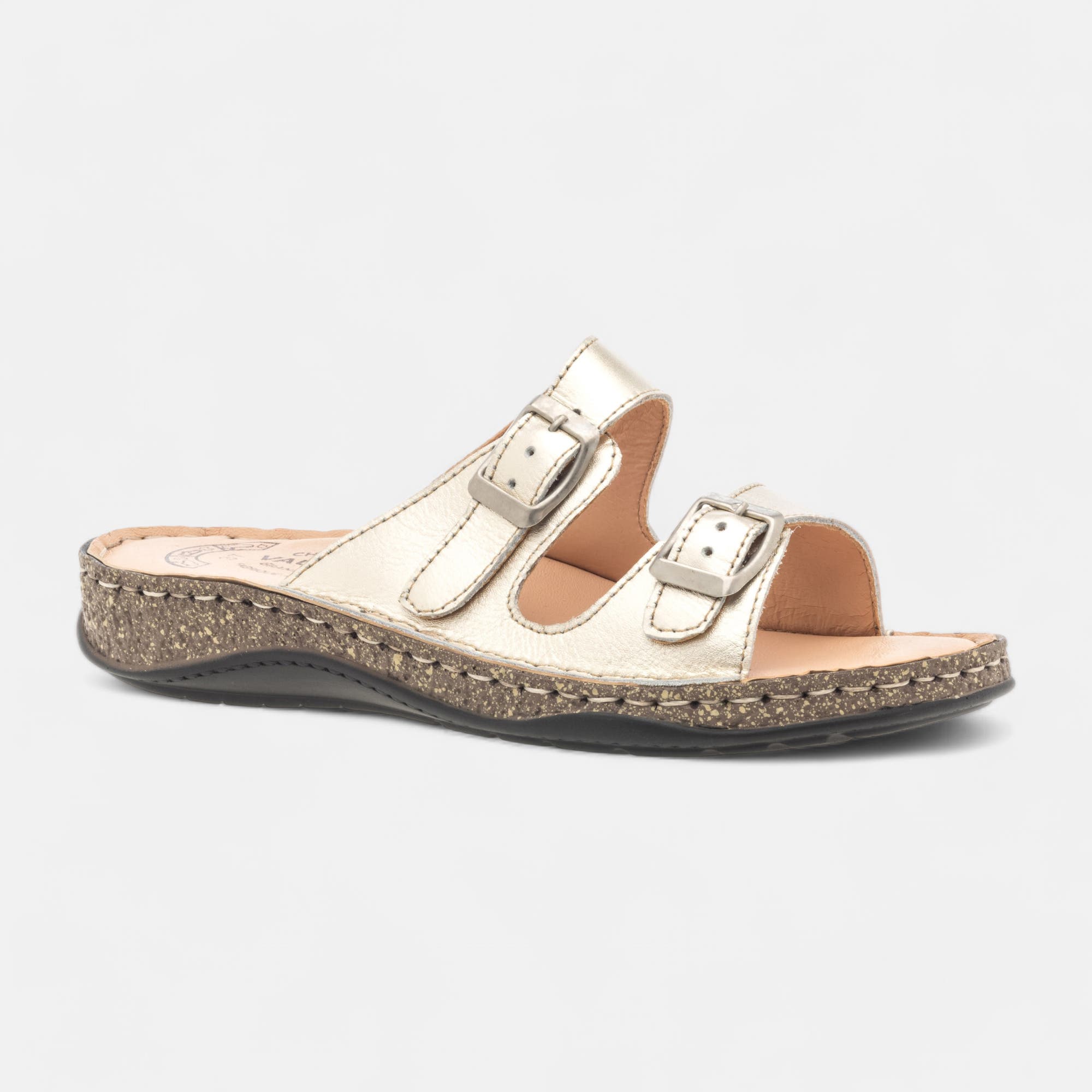 Nu-pieds confort Femme en cuir or