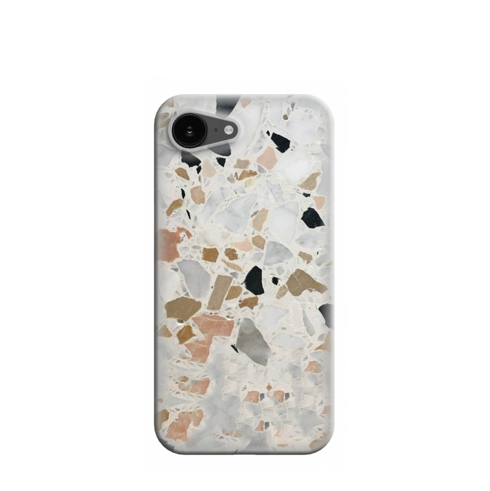 iPhone 16e Kunststoff Hülle Terrazzo Design - Grau