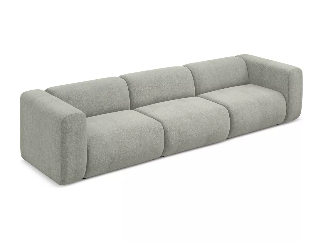 Canapé modulable 4 places en tissu chenille - beige - EKAHI