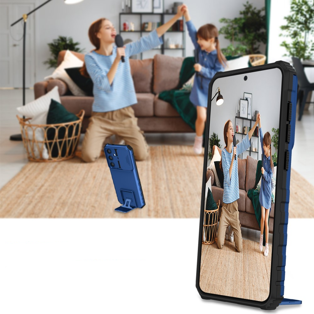 Samsung Galaxy S24 Hybrid Outdoor Hardcase Hülle mit Cam-Slider   Kickstand - Blau (Matt)