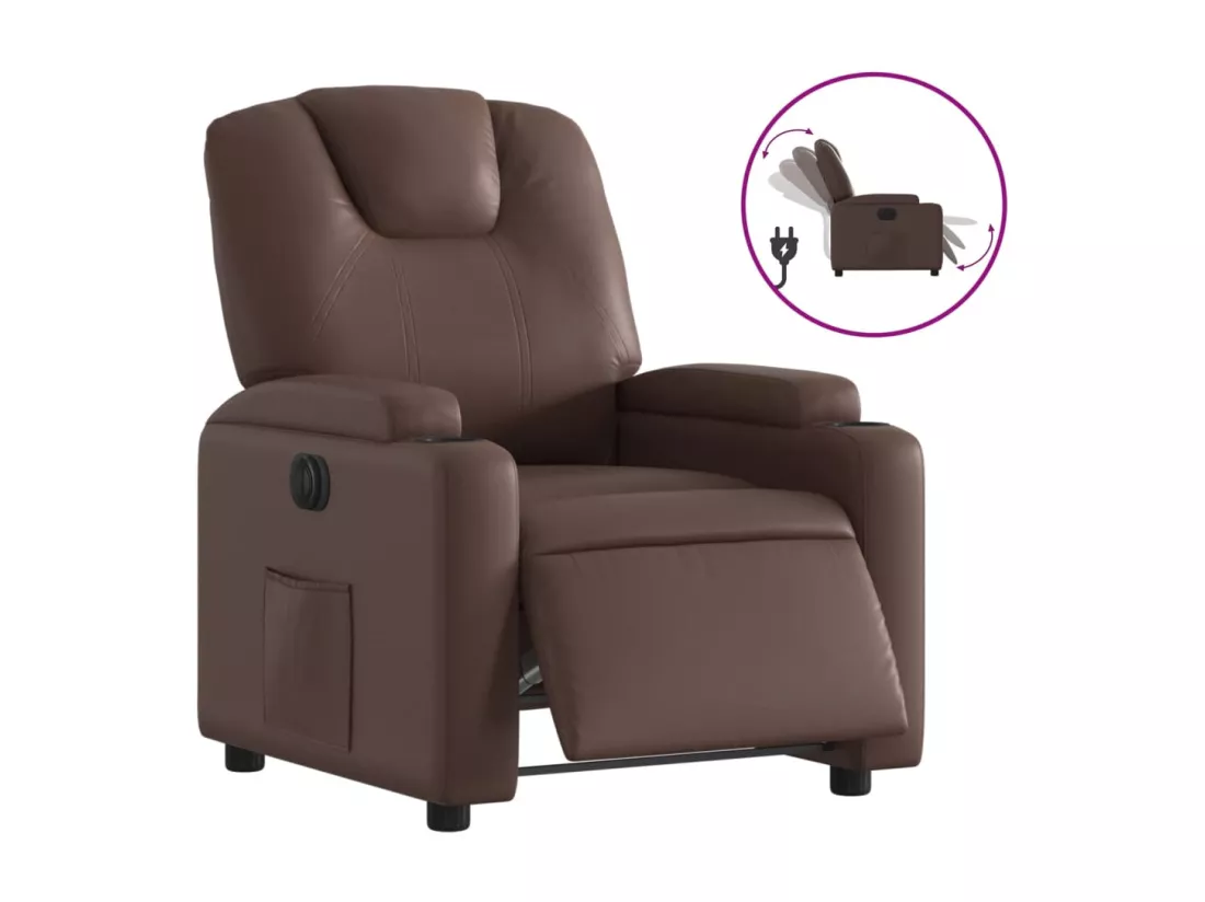 Fauteuil inclinable électrique Marron Similicuir