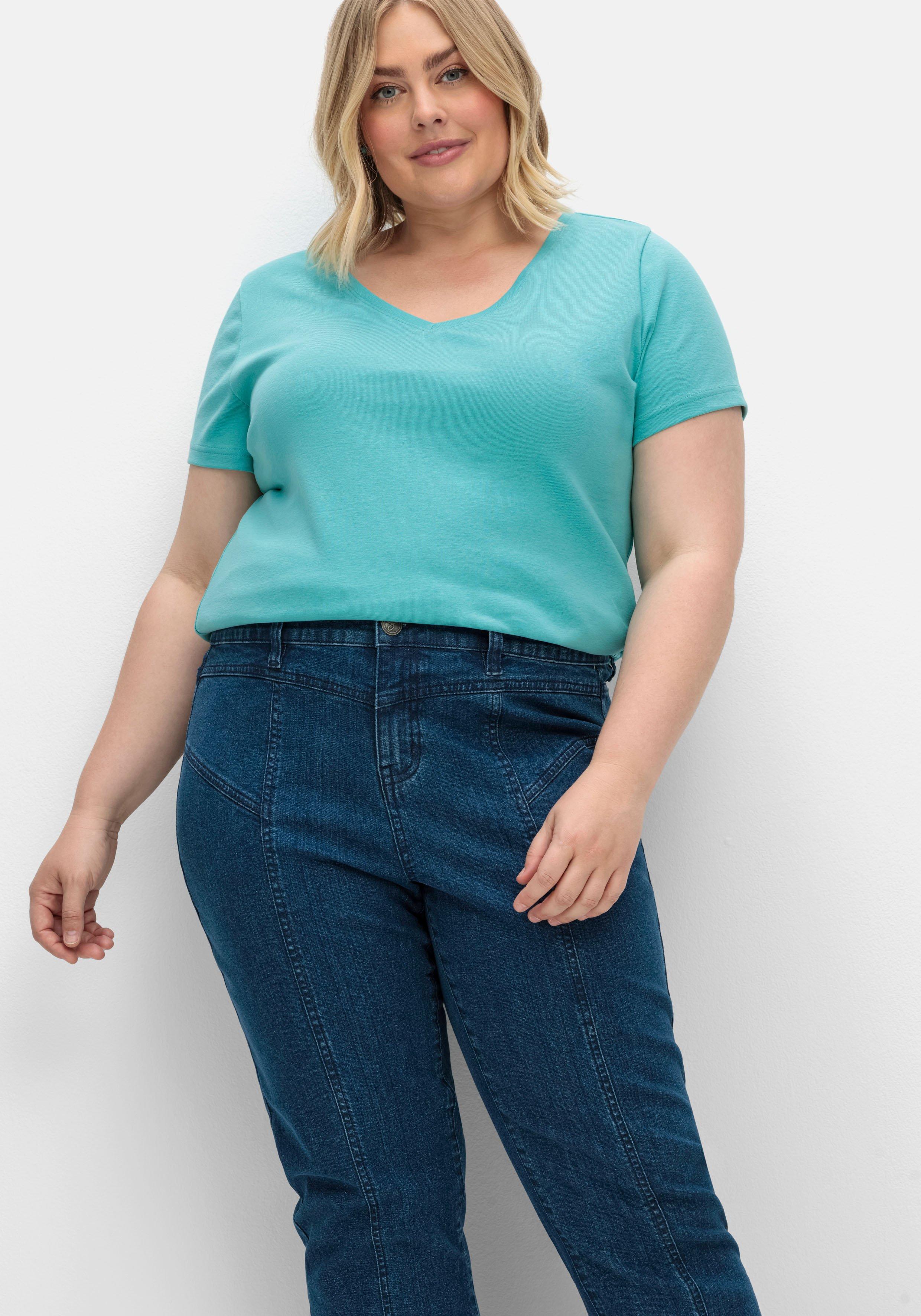 Gerade Jeans in Curvy-Schnitt PIA, knöchelfreier Länge