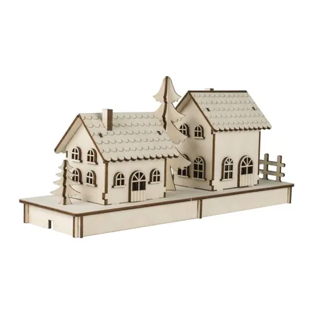 Rayher Holzbausatz Häuser 51tlg. 31,7x9,4x14 cm