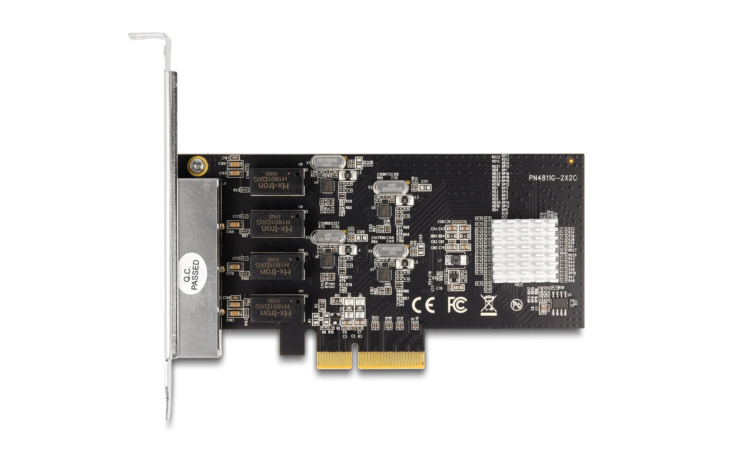 Netzwerkkarte 4x RJ45 1Gbps, PCI-Express x4<br>Delock PCI Express x4 Karte 4 x RJ45 Gigabit LAN RTL8111