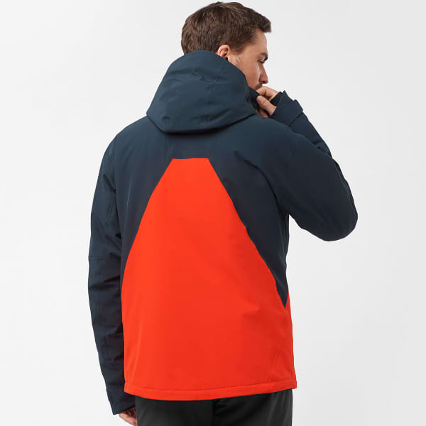 Veste de ski SALOMON HIGHLAND JACKET M CARBON/FIERY RED