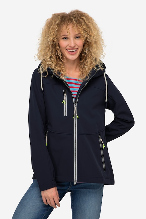 Softshell-Jacke, wasserabweisend, Fleece-Innenseite, Kapuze, 2-Wege-Zipper, fällt kleiner aus