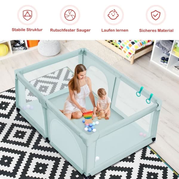 Baby lekegrind med 50 lekeballer lekegrind med nett og glidelås 120 x 190 cm blå