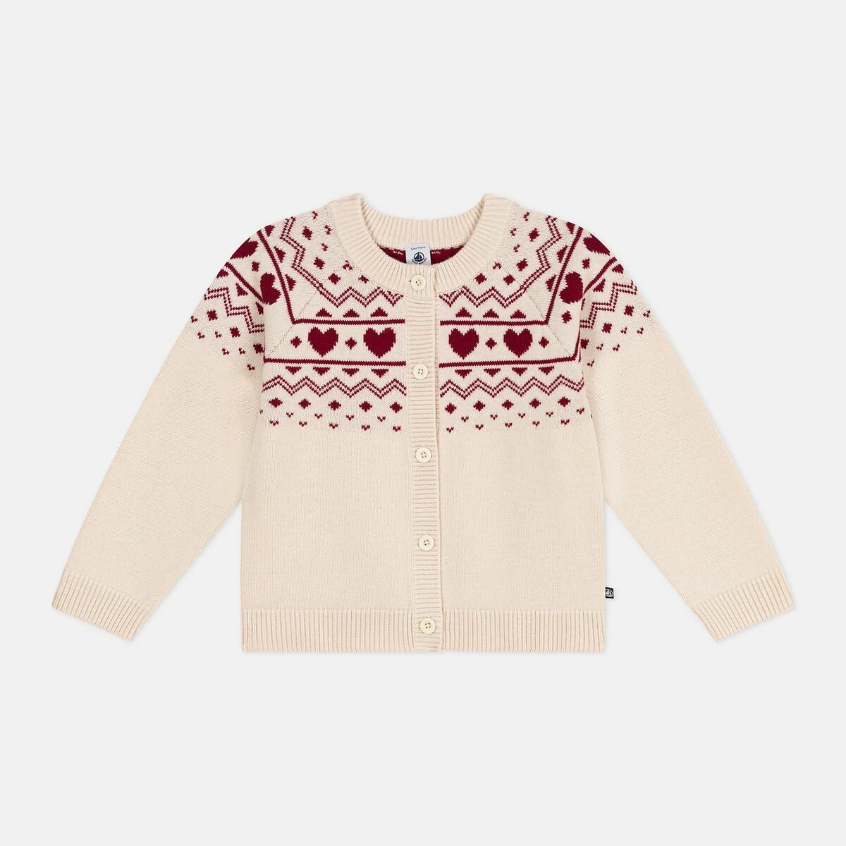 PETIT BATEAU<br>Colete em lã e algodão, padrão jacquard