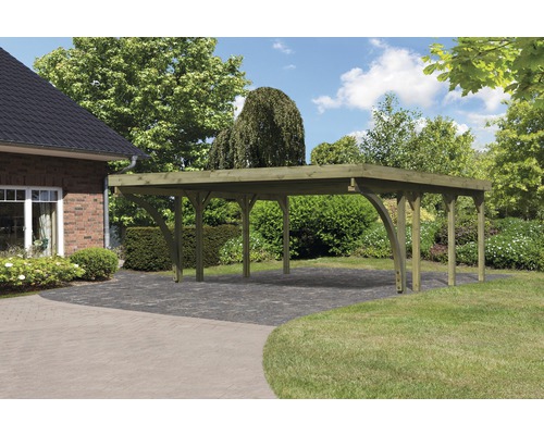 Dubbele carport Karibu Pluwig 2 variant C 598x673 cm drukgeïmpregneerd
