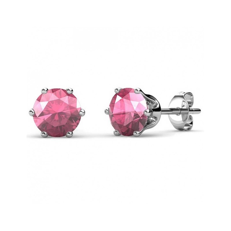 Boucles d'oreilles Birth Stone Octobre - Argenté et Rose