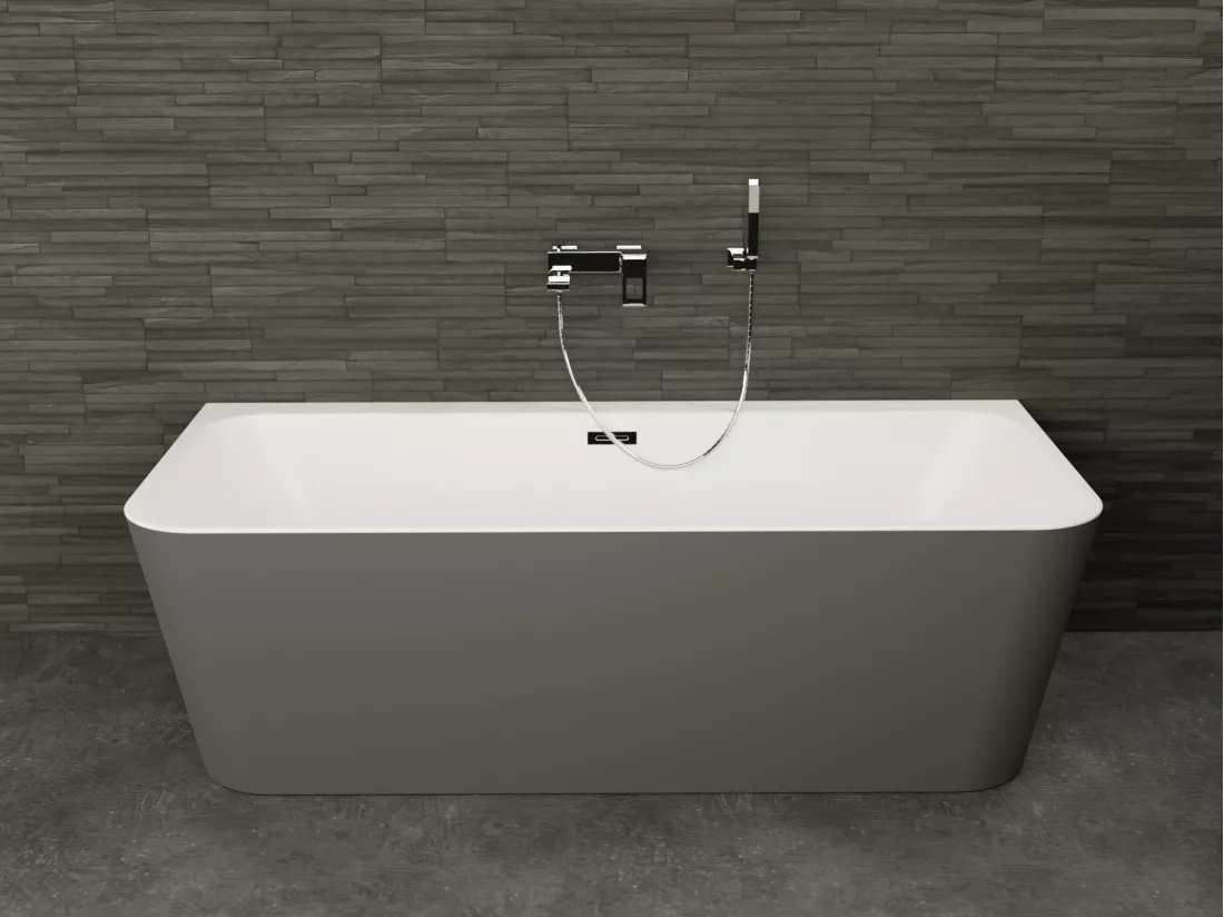 Baignoire semi-îlot murale MINT Grise Mate 170, 170x81cm, by SPALINA