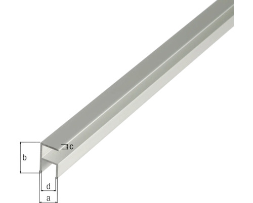 H-profiel zelfklemmend aluminium zilver geanodiseerd 15,9x30x1,5 mm, 2 m