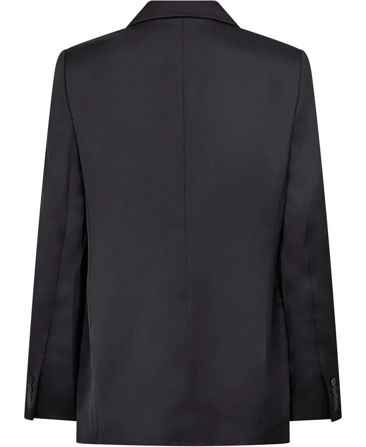 Lauren Ralph Lauren Double-Breasted SatinTK! Crepe Blazer Sort