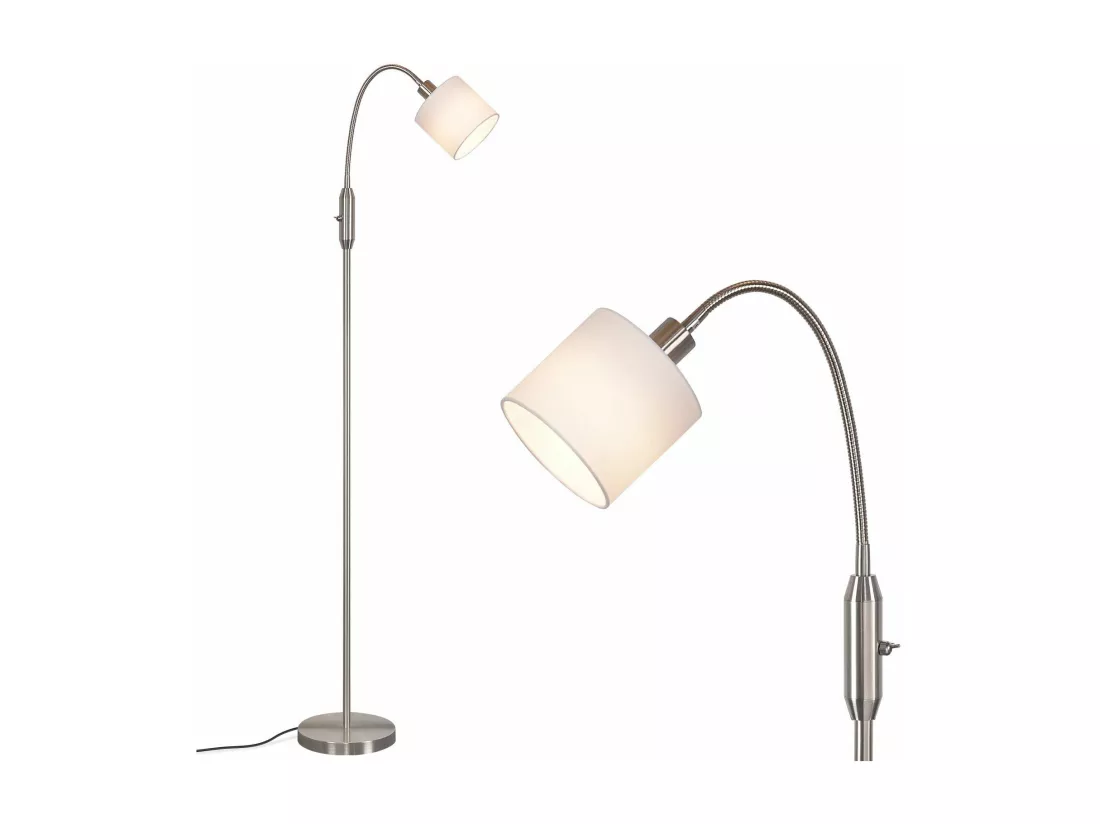 NETTLIFE Lampadaire 1 flamme Salon Liseuse - E14 Vintage Rotation 360° Abat-jour Boho Industriel Lampe sur pied Couloir Chambre Sans ampoules